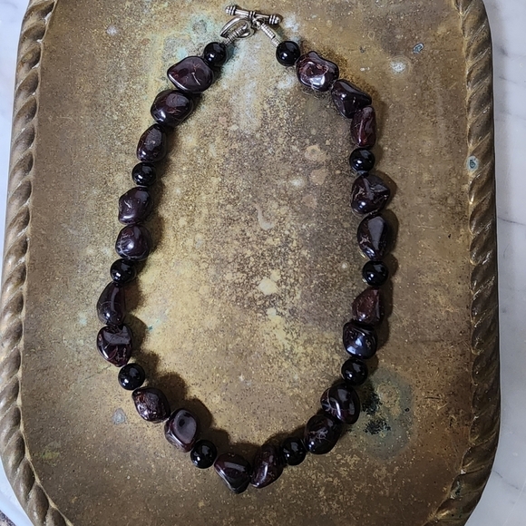 Vintage Tumbled Amethyst Chunky Necklace Polished Stone Raw Heavy Chakra 16" - Picture 2 of 12